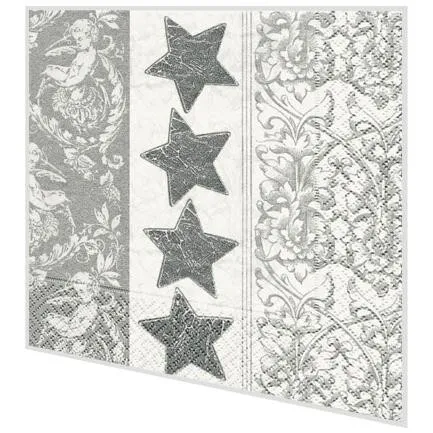 Servietten - Sternenmuster silber