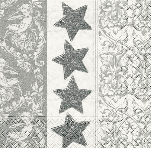 Napkins - Stars ornament silver
