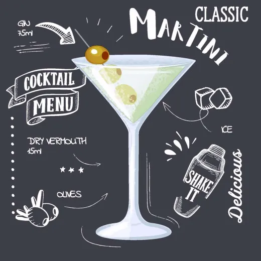 Cocktail napkins - Martini Black