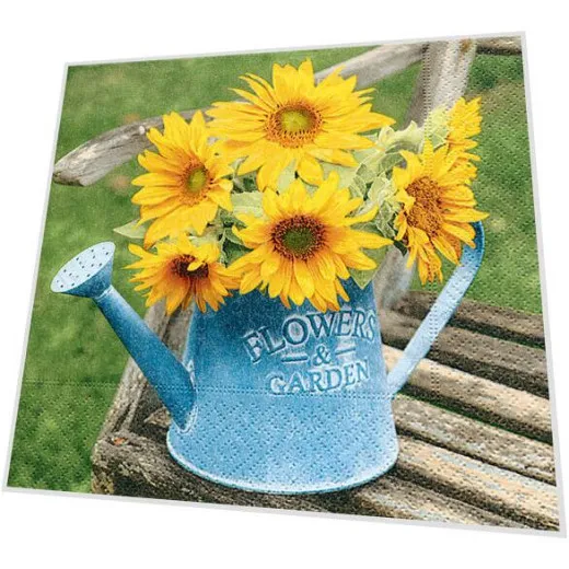 Cocktailservietten - Sonnenblumen in Kanne