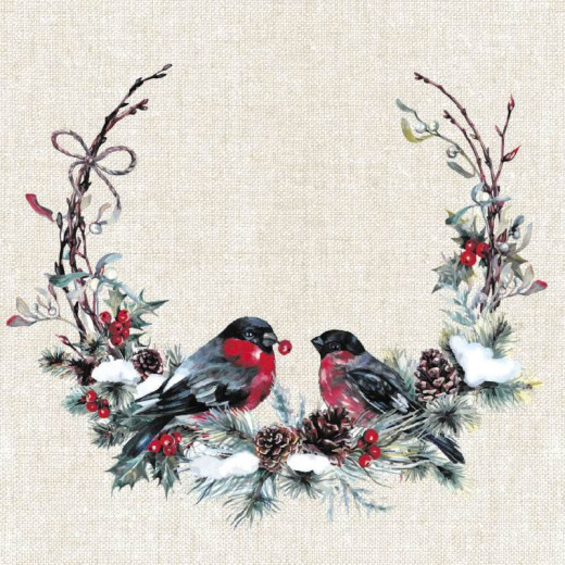 Cocktail napkins - Birds in wreath