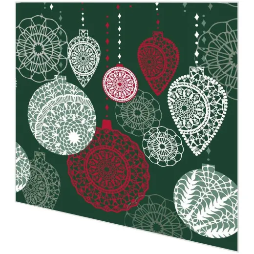 Cocktailservietten - Weihnachtskugeln auf Grün