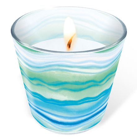 Candle in a glass - Blue waves