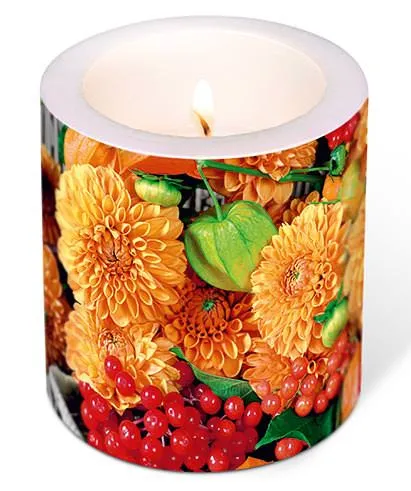 Kerze - Blumen und Früchte