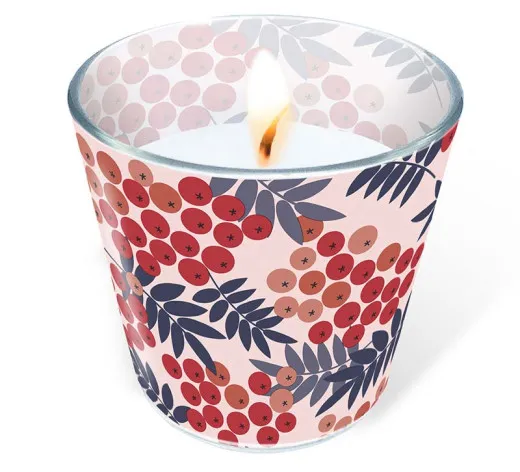 Candle in a glass - Rowan berries