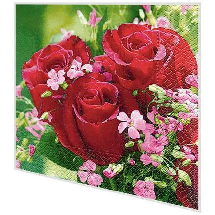 Servietten - Rosen im Strauß