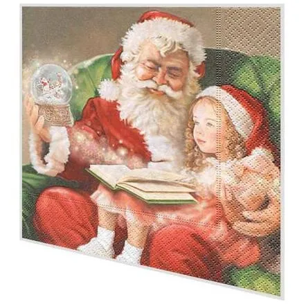 Servietten - Kind und Weihnachtsmann