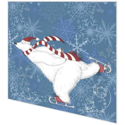 Servietten - Eisbär fährt Schlittschuh