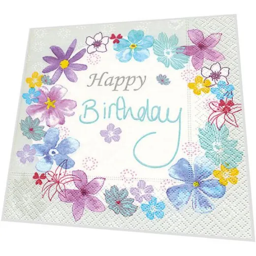 Servietten - Geburtstagsblumen