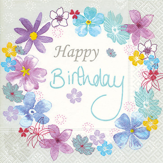 Napkins - Birthday flowers