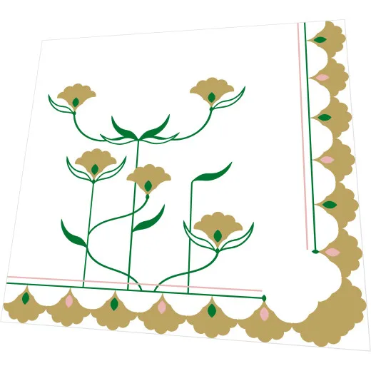 Servietten - Goldene Blumen - Muster