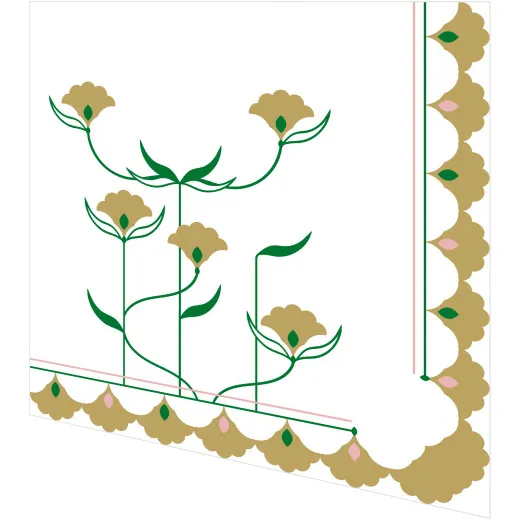 Servietten - Goldene Blumen - Muster