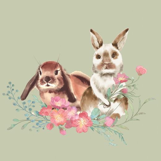 Servietten - Hasen mit Blumen