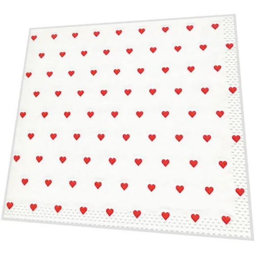 Servietten mit Prägung - Herzchen rot