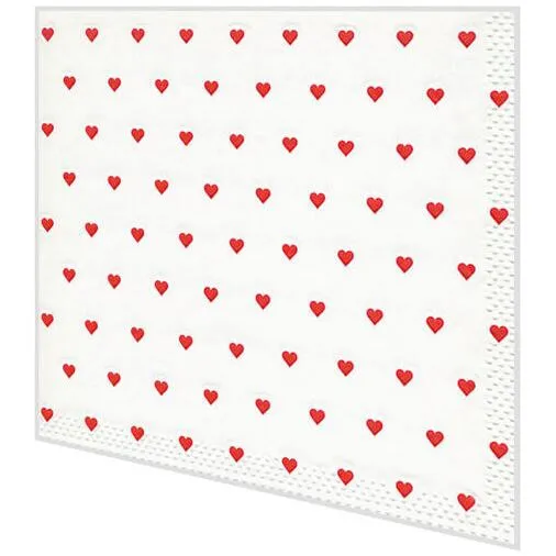 Servietten mit Prägung - Herzchen rot