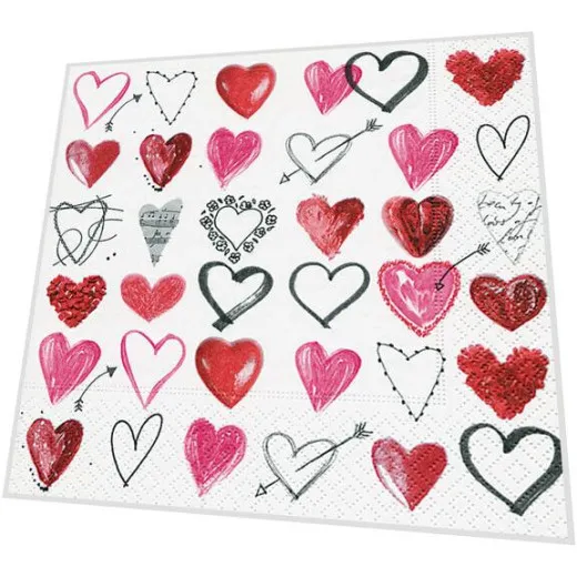 Servietten - Unterschiedliche Herzen