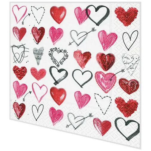 Servietten - Unterschiedliche Herzen