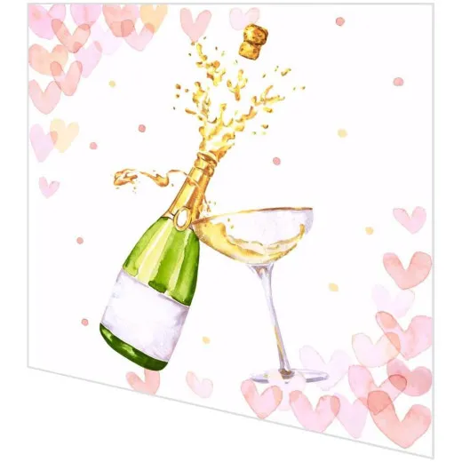 Servietten - Herzen und Sekt
