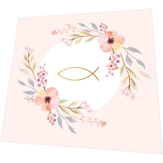 Servietten - Kommunion Fische Ichthys rosa