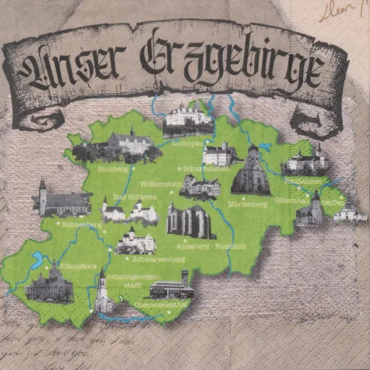 Servietten - Karte Erzgebirge