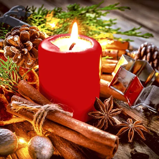 Servietten - Kerze mit Deko