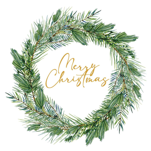 Servietten - Merry Christmas im Kranz