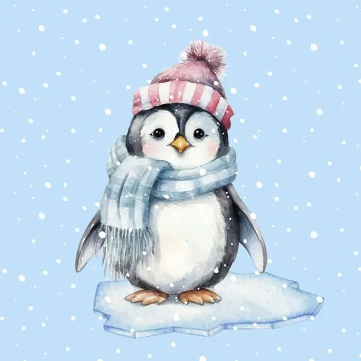 Servietten - Pinguin mit Mütze Servietten - Pinguin mit Mütze
