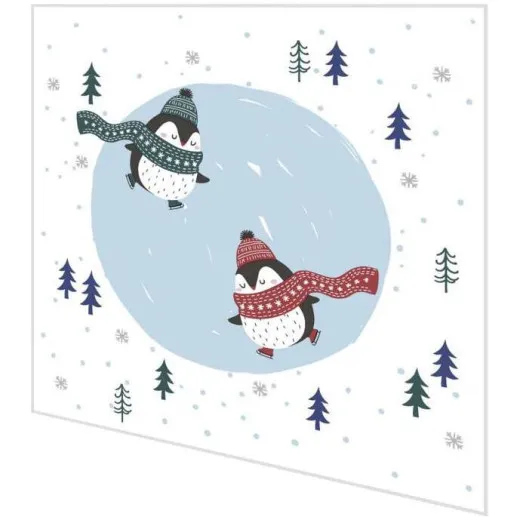 Servietten - Pinguin mit Schlittschuhen