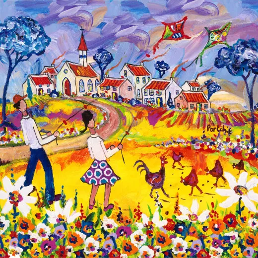 Servietten Portchie - Junge und Mädchen mit Drachen