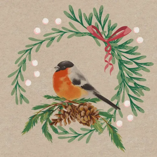 Servietten - Vogel im Zweig - 100% Recycling