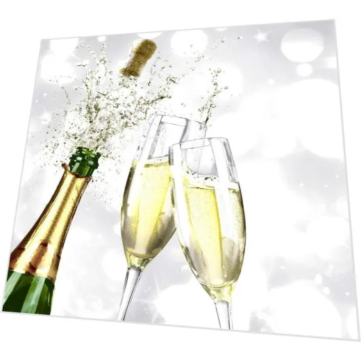 Servietten - Sektflasche und Gläser