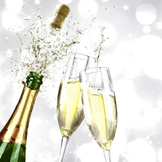 Servietten - Sektflasche und Gläser