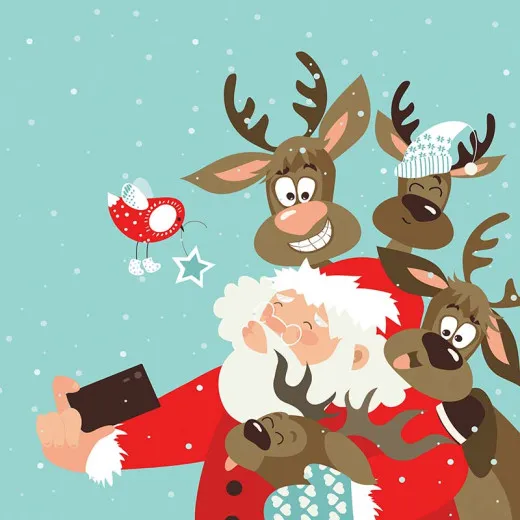 Servietten - Selfie mit Santa