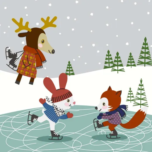 Servietten - Tiere fahren Schlittschuh Servietten - Tiere fahren Schlittschuh