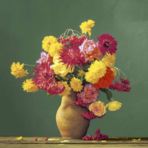 Servietten - Vase mit Herbstblumen Servietten - Vase mit Herbstblumen