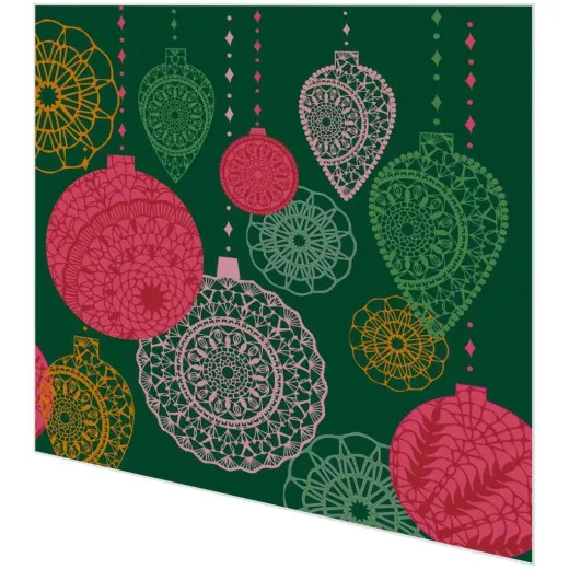 Servietten - Weihnachtskugeln auf grün