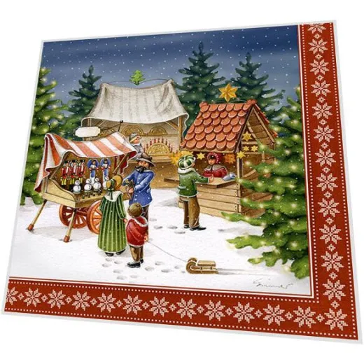 Servietten - Weihnachtsmarktszene