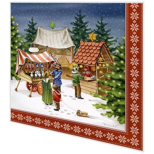 Servietten - Weihnachtsmarktszene