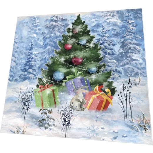 Servietten - Winterbaum mit Geschenken