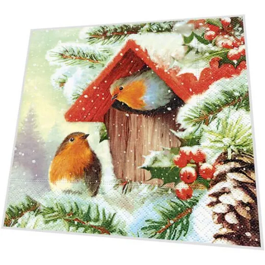 Servietten - Zwei Rotkehlchen