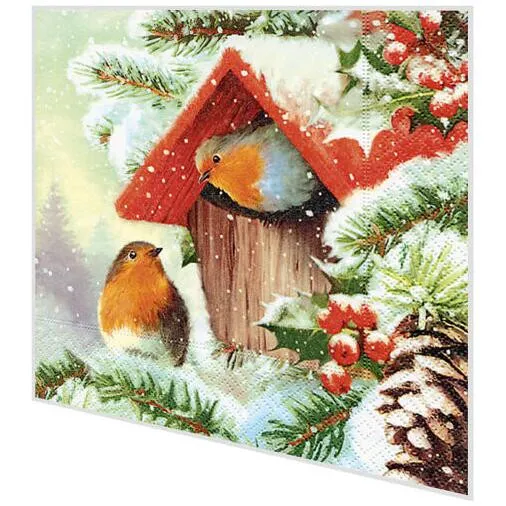 Servietten - Zwei Rotkehlchen