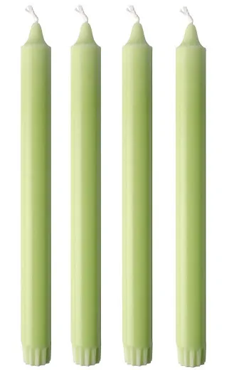 Stabkerze - Blattgrün 25cm - 4 Stück
