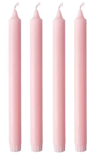 Stabkerze - Leicht rosa 25cm - 4 Stück