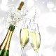 Servietten - Sektflasche und Gläser