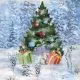 Servietten - Winterbaum mit Geschenken