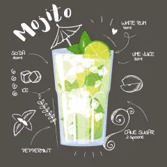 Cocktailservietten - Mojito schwarz