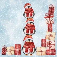 Cocktailservietten - Santas Helfer mit Geschenken