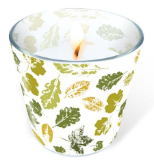 Glaskerze - Blätter gestempelt