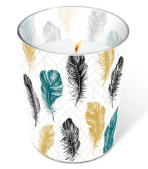 Candle in a glass - Coloured feathers