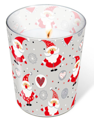 Glaskerze - Funny Santas